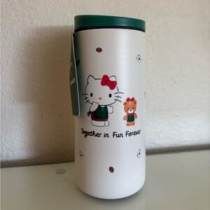 STARBUCKS Hello Kitty Travel Tumbler in White with Green Lid
